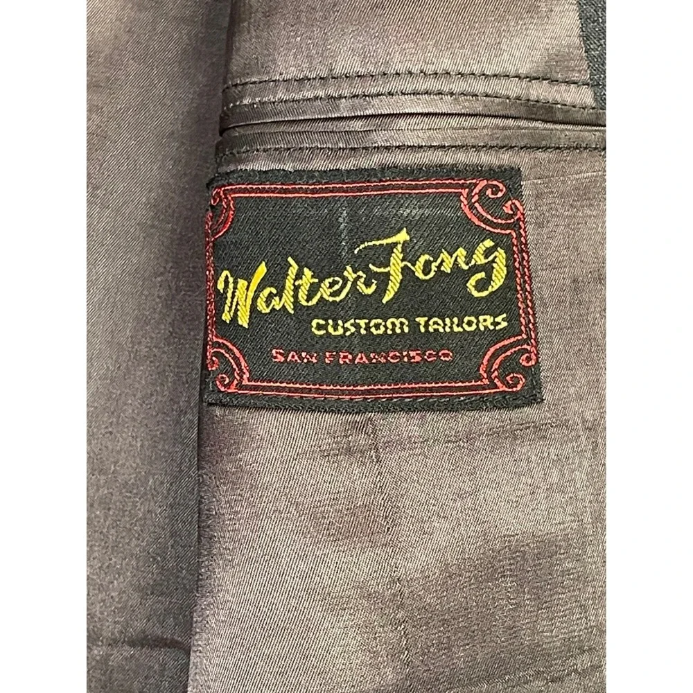 Walter Fong Vintage Custom Tailored Suit Charcoal 2pc Men's‎ 42R 34x28 Wool?